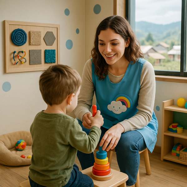 Profesional trabajando integración sensorial con un niño - Hy EDUCA